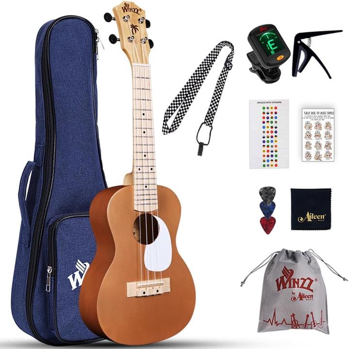 Winzz Konzert-Ukulele-Set mit Zubehör (Akustisch, Erwachsene)