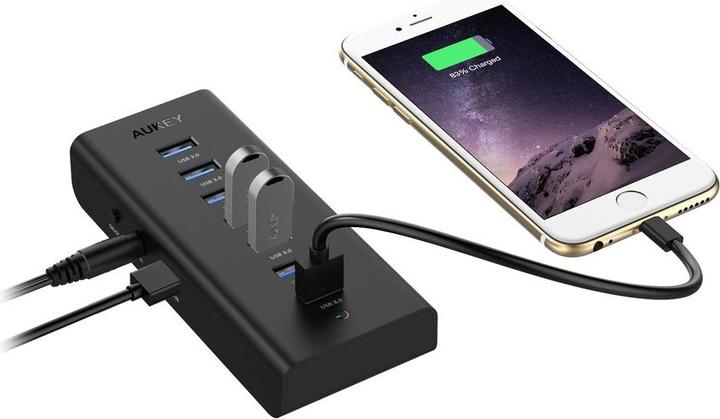 Image du produit Aukey CB-H3 Hub d'interface Noir (USB-A, 7 Ports)