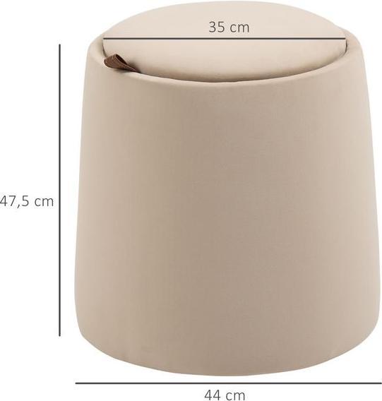 Produktbild Swisshandel24 Ottomane Sitzhocker Hocker mit Stauraum Polsterhocker Fussbank 2-in-1 Rund Deckel abnehmbar in Samto