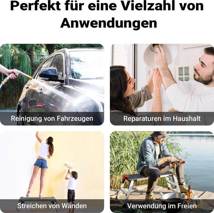 Produktbild Wiltec Alu Arbeitsplattform klappbar mobile Arbeitsbühne Tritthocker Gerüstturm (Arbeitsplattform, 126.50 cm)