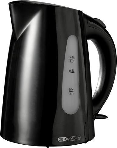 OBH Nordica Nemo, 1 L, 2200 W, Black, Water level indicator, Cordless, Filtering (1 l)