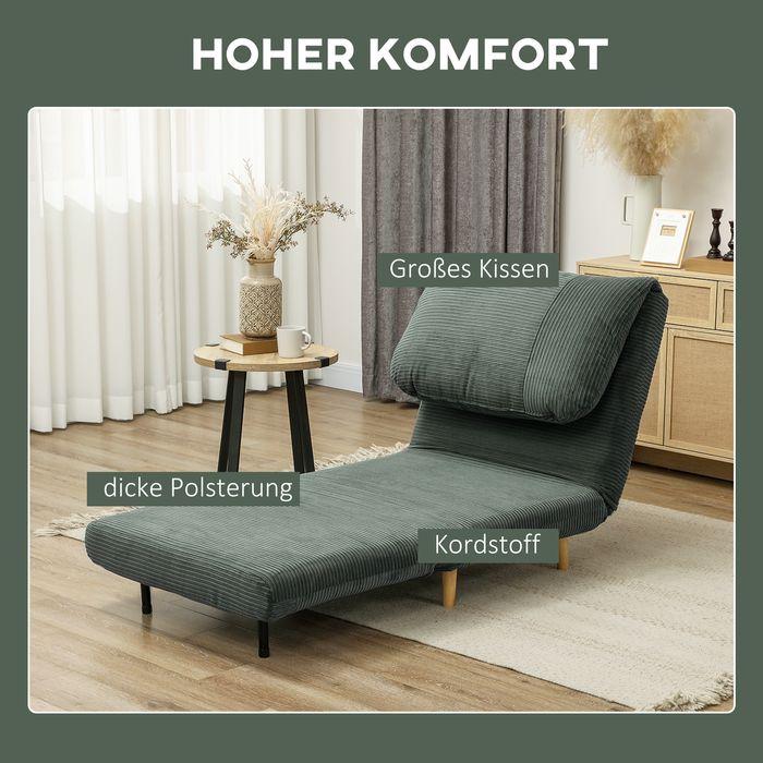 Produktbild Swisshandel24 2-in-1 Schlafsofa Schlafsessel Klappmatratze Gästebett Klappbett Grün
