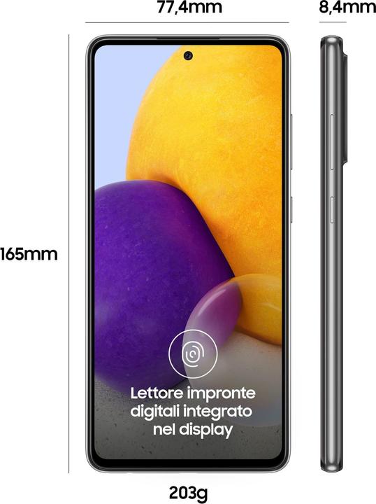 Actual product image Samsung Galaxy A72 EU (128 GB, Black, 6.70", Dual SIM, 64 Mpx, 4G)