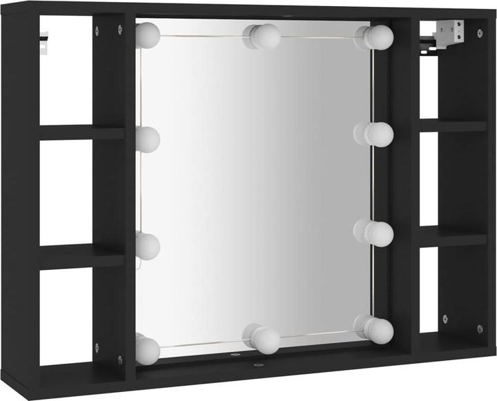 VidaXL Spiegelschrank mit LED Schwarz 76x15x55 cm,Farbe (76 x 15 x 55 cm)