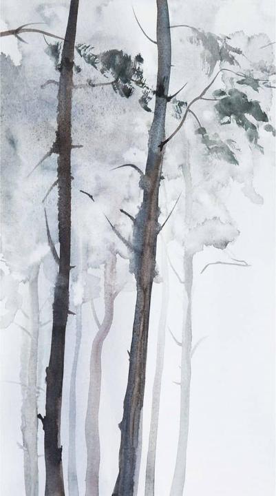 Produktbild Trenddeko Vliestapete Aquarell Wald, 336 x 260 cm (BxH) (336 x 260 cm)