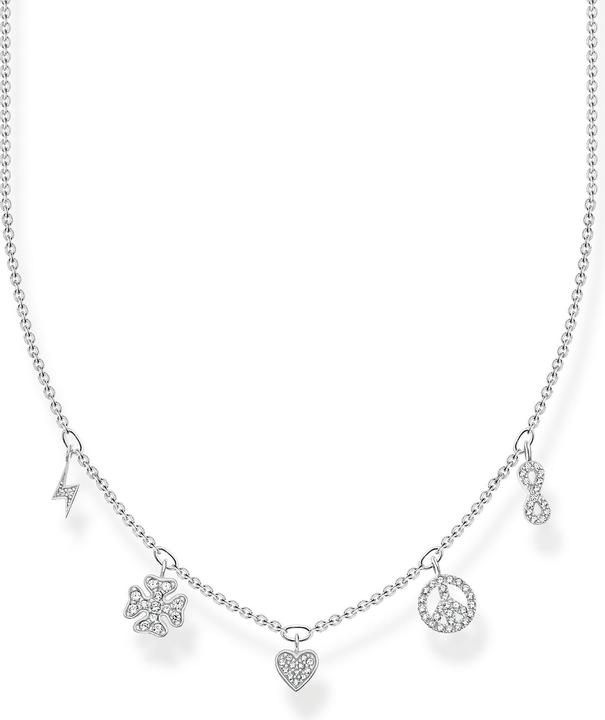 Thomas Sabo Blitz Kleeblatt Peace Herz & Infinity Halskette (925 Sterlingsilber, 38 - 42 cm)