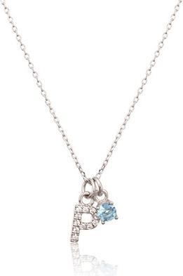 JVD Decent Silver P Necklace With Blue Zircon
