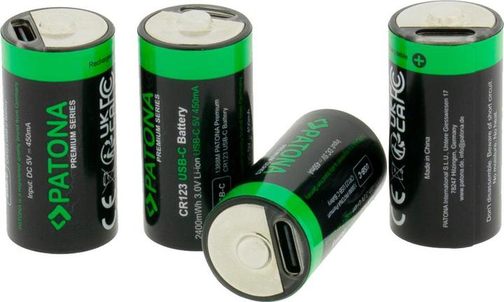 Immagine prodotto Patona Batteria ricaricabile Premium 4x CR123 USB-C (Caricabatterie per fotocamere)