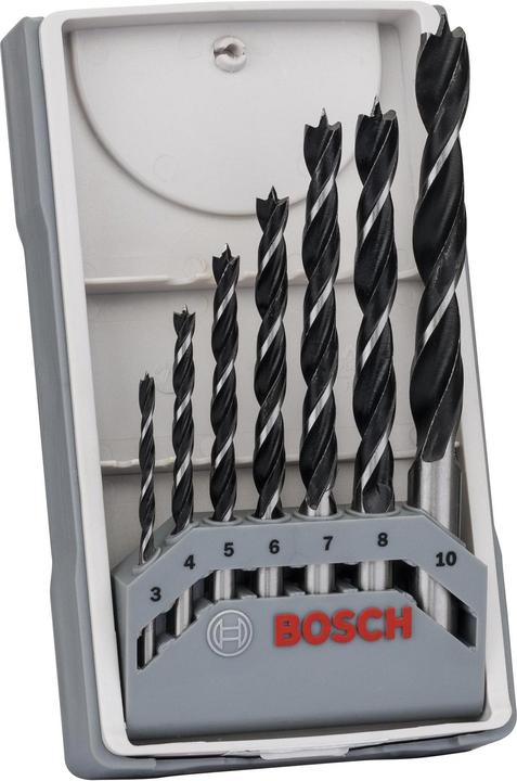 Bosch Professional Zubehör PRO Wood Holzspiralbohrer-Set. 7-tlg. (4 mm, 3 mm, 5 mm, 6 mm, 7 mm, 8 mm, 10 mm)