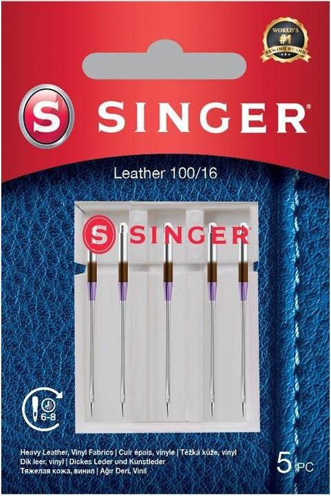Singer Leather sewing machine needle, 100/16, pack of 5