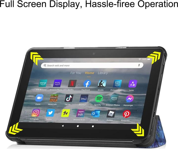 Produktbild Lobwerk 2in1 Set für Amazon Kindle Fire 7 12. Generation 2022 7 Zoll Tablet mit Smartcover + Schutzglas mit (X)