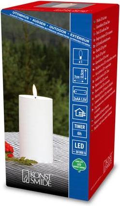 Produktbild LED Kunststoffkerze weiss 1873-100 Aussen 1873-100 6h Timer D7 H12,5cm 2xAA (1 x)