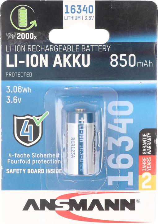 Ansmann Battery 16340 850mAh 1 pc. (1 pcs., C, 850 mAh)