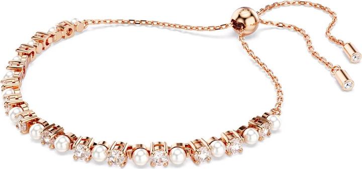 Actual product image Swarovski Matrix Tennis Armband Kristallperle Rundschliffe Weiss Roségold Legierungsschicht (24 cm, Swarovski Metal)