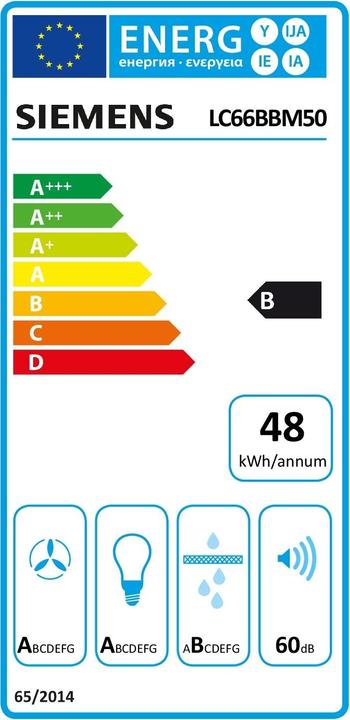 Label énergétique Siemens LC66BBM50 (Hotte murale)