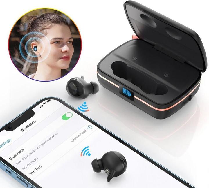 Immagine prodotto Choetech Cuffie Bluetooth TWS SOLAR con powerbank da 2500mAh - Nero (8 h, Senza fili)