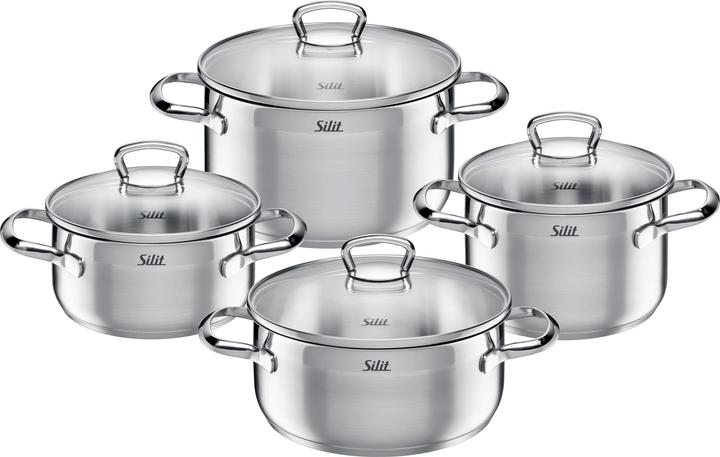 Produktbild Silit Topfset Induktion Kochtopfset 4tlg Glasdeckel Toskana Edelstahl (20 cm, Pfannenset + Topfset, Edelstahl)