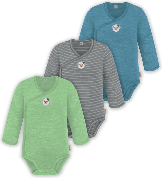 Produktbild Normani 3er Pack Baby Merino Langarm Wickelbody für Junge und Mädchen - 9355 (74)