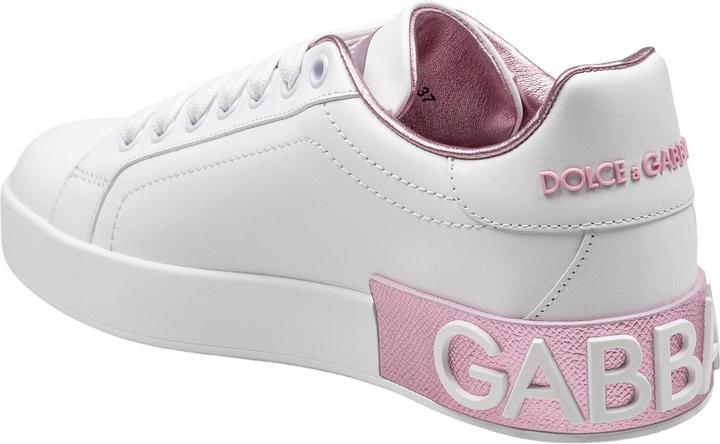 Produktbild Dolce & Gabbana portofino leather sneakers in white and pink (37)