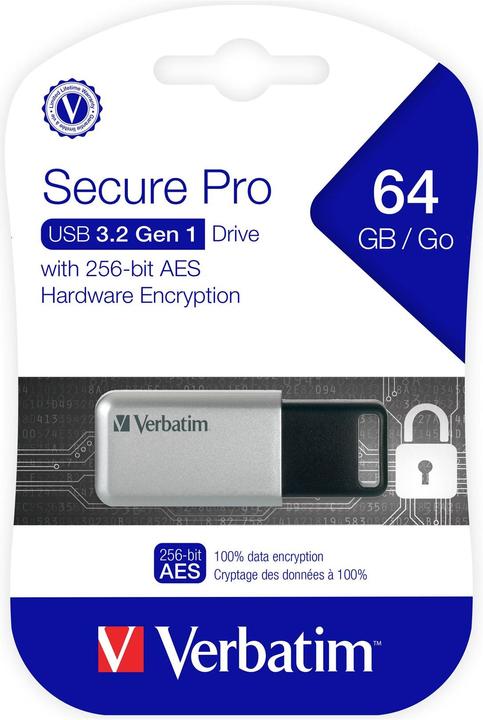 Image du produit Verbatim Usb 3.0 Drive 64gb Secure Data Pro (pc Mac) (64 Go, USB-A)