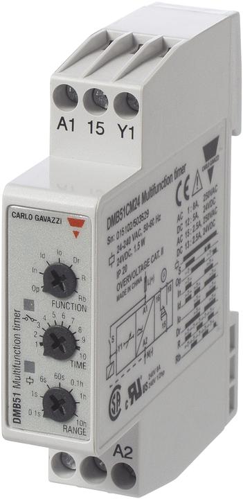 Produktbild Carlo Gavazzi Multifunktionstimer, 1CO potentialfri 5A, 250VAC, spolespaending 12-240V AC/DC, indstil