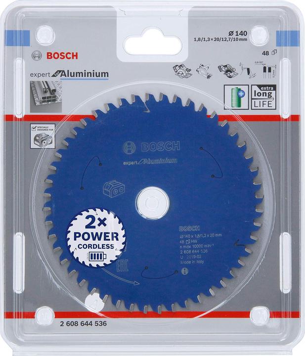 Produktbild Bosch Professional Zubehör Akku-Kreissägeblatt Expert for Aluminium, 140 x 1,8/1,3 x 20, 48 Zähne