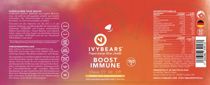 Nutritional values and ingredients IVYBears Boost IMMUNE 4 Pack (4 Piece, Gummies, 600 g)