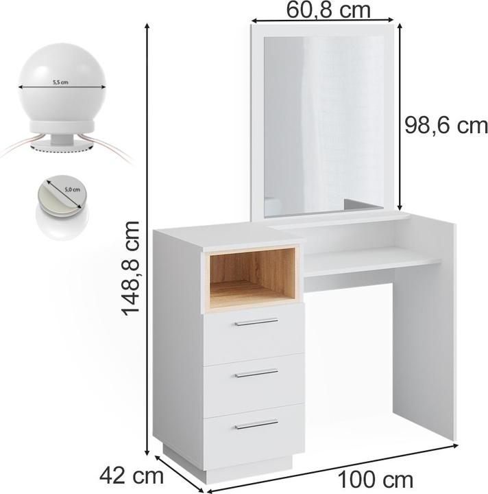 Actual product image Vicco Beatrice with lighting (100 x 42 x 149 cm)