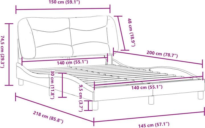 Produktbild VidaXL Bettgestell mit LED Kunstleder (160 x 200 cm)