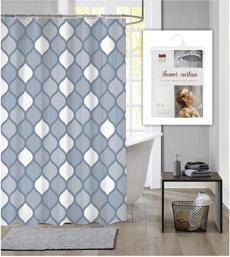 Produktbild Dutch Hous Dutch House Duschvorhang Geo Blau 180X200cm (180 x 200 cm)