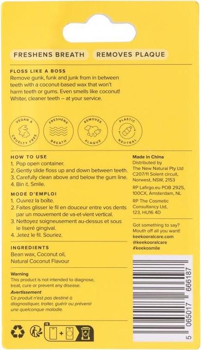Actual product image Keeko. Coconut dental floss