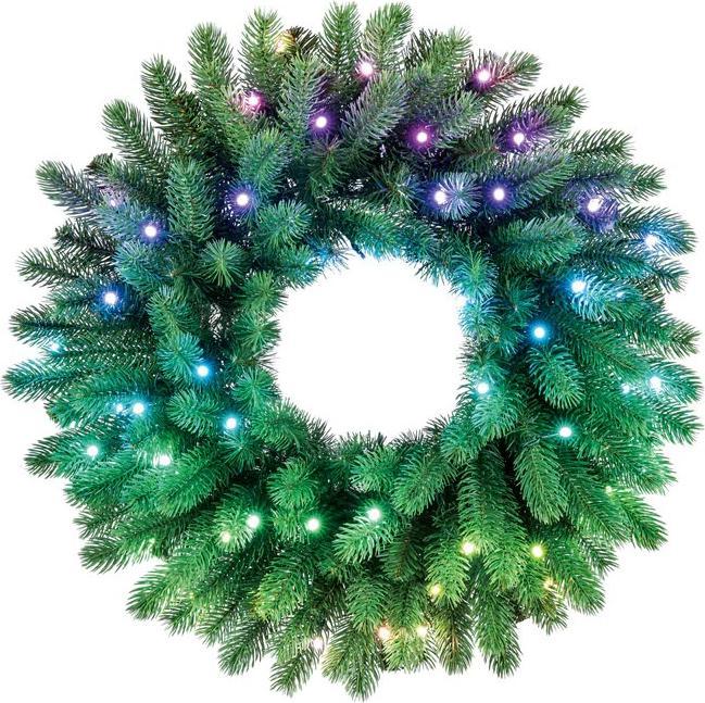 Actual product image Twinkly Wstępnie oświetlony wieniec - 50 RGB LED shelf 24 zielony przewód typ wtyczki C (0.13 m)