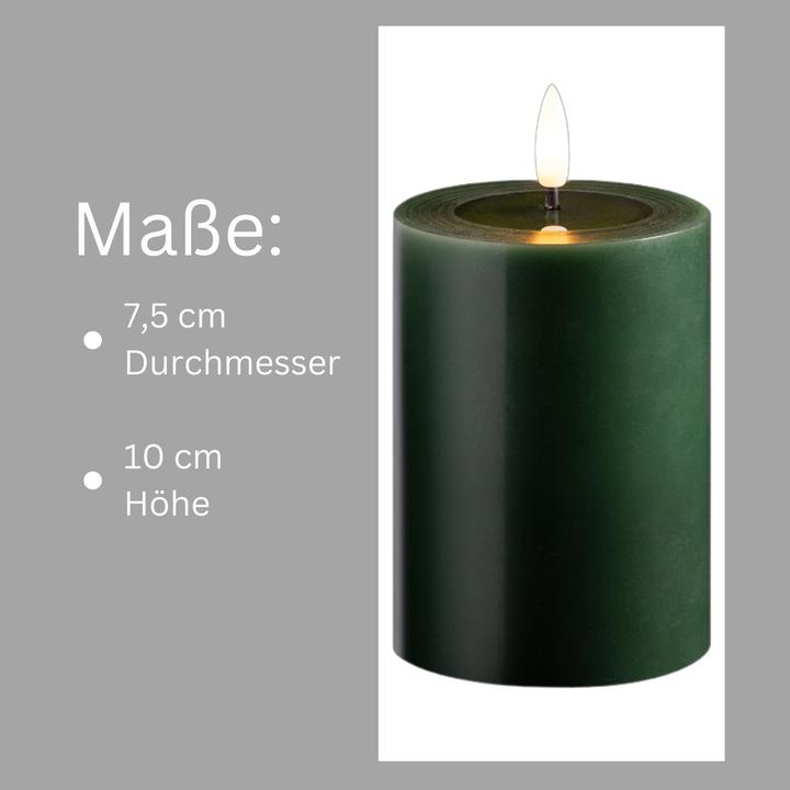 Actual product image Novaliv 2er Set Led Kerzen flackernde Flamme mit Echtwachspiegel grün 7,5cm ø 1x 12,5 cm, 1x10 cm Höhe, LED (2 x)