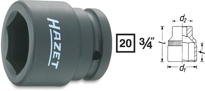 Produktbild HAZET Schlag-, Maschinenschrauber Steckschlüsseleinsatz ∙ Sechskant 1000S-27 ∙ Vierkant20 mm (3/4 Z… (27 mm)