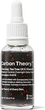 Carbon Theory Charcoal Night Detox Serum. Tea Tree Oil & Vitamin E Breakout Control (Overnight (30 ml)