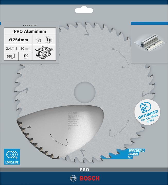 Actual product image Bosch Professional Zubehör PRO Aluminium cordless circular saw blade, 254 x 2.4 x 30 mm