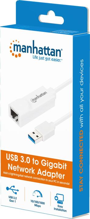 Produktbild Manhattan USB auf Ethernet Adapter (USB 3.0, RJ45 (1x))