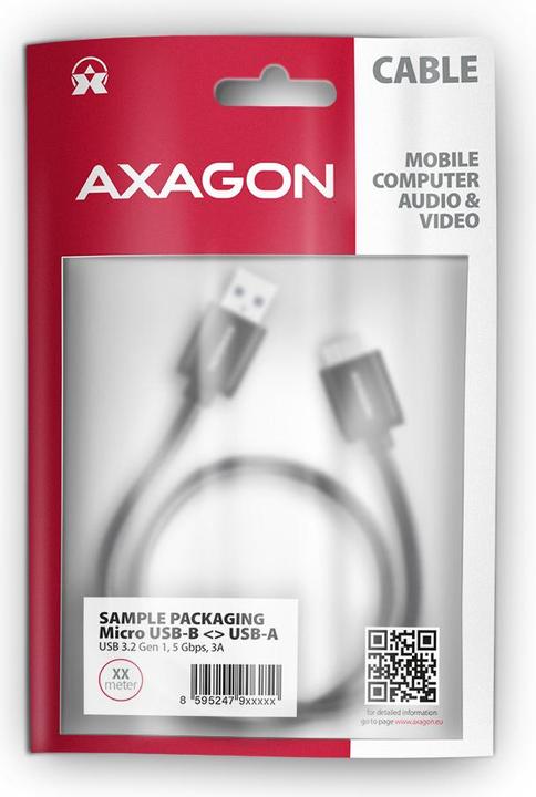 Actual product image Axagon BUMM3-AM10AB Cable Micro-B USB to USB-A 3.2 Gen 1 (1 m, USB 3.2 Gen 1)