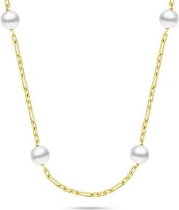Brilio Silver - Gold Plated Majorica Pearl Necklace NCL140Y