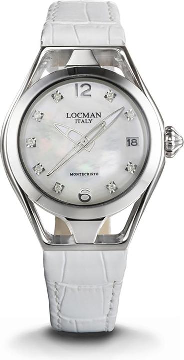 Locman Italy Damenuhr Montecristo Lady weiss mit Diamanten ca. 0,10 ct. Ref. 0526 (Analoguhr, 453.12 mm)