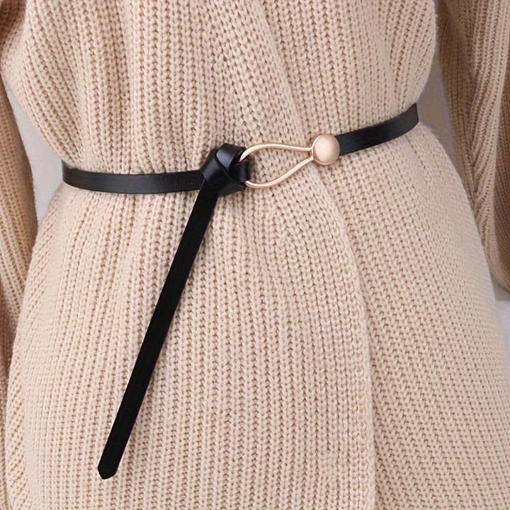 Actual product image Only-Bags.Store Trendiger verknoteter dünner Gürtel Klassischer solider Ledergürtel Freizeitkleid und Mantel