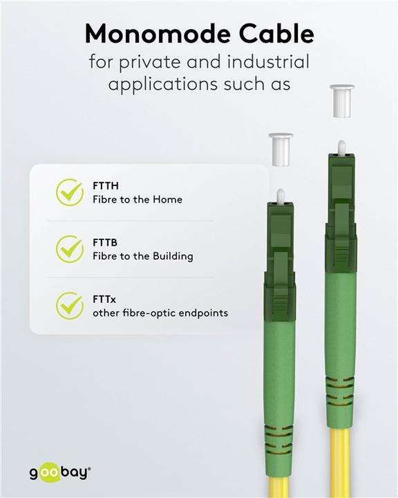 Produktbild Goobay Glasfaserkabel FTTH, Singlemode OS2 Yellow, Gelb Simplex, 10 m (10 m)