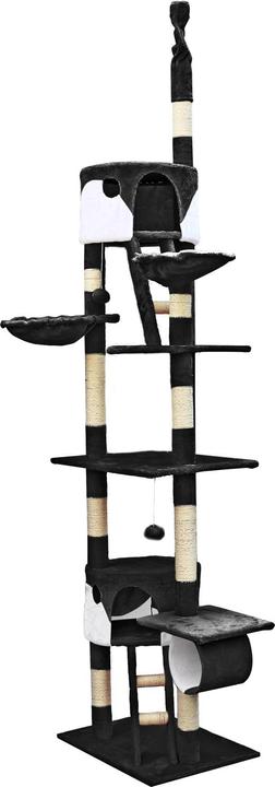 Produktbild Wiltec Kratzbaum 240–260cm schwarz/weiss Katzenkratzbaum deckenhoch Kletterbaum (260 cm, Schwarz, Weiss)