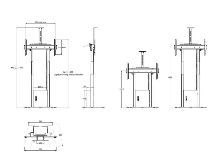 Produktbild Multibrackets Standfuss elektr, -100", max 120 kg, weiss (90", 120 kg)