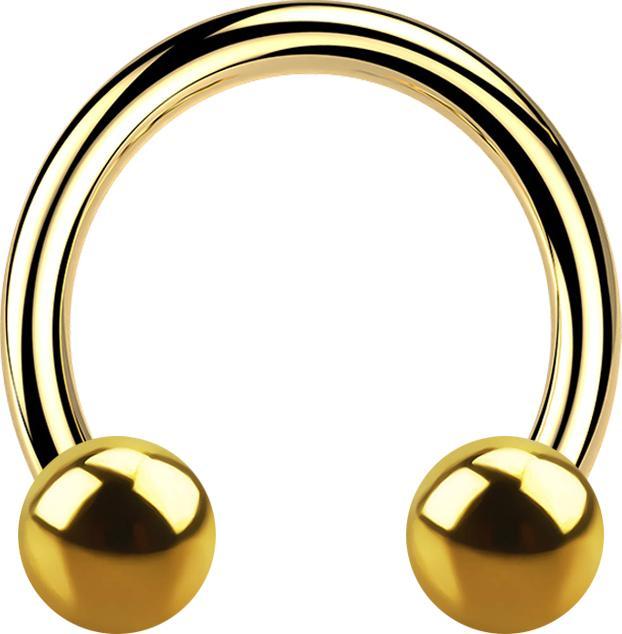 Produktbild Star Piercing Circular Barbell vergoldet mit zwei Kugeln (ohne Messing, Chirurgenstahl 316L)