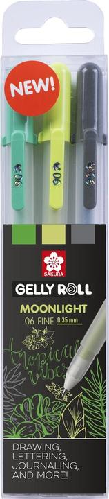 Actual product image Sakura Gel rollerball pen Gelly Roll Moonlight 06 "Botanical (Blue, Black, Green, 3 x)