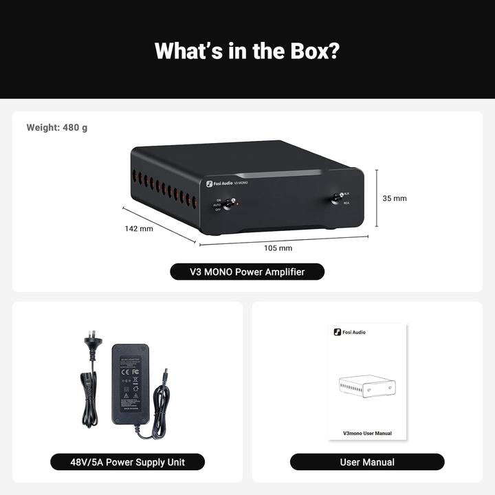 Produktbild Fosi Audio V3 Mono 48V5A (Endstufe)