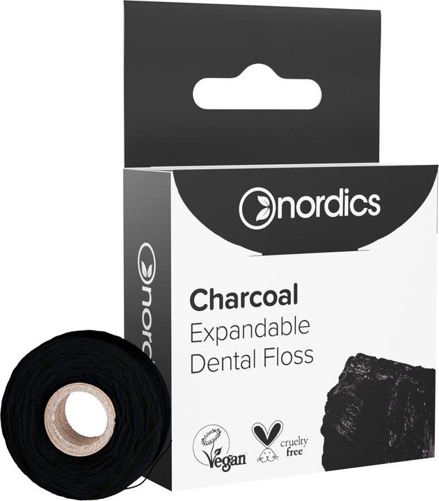 Actual product image Nordics Eco dental floss charcoal variable width mint