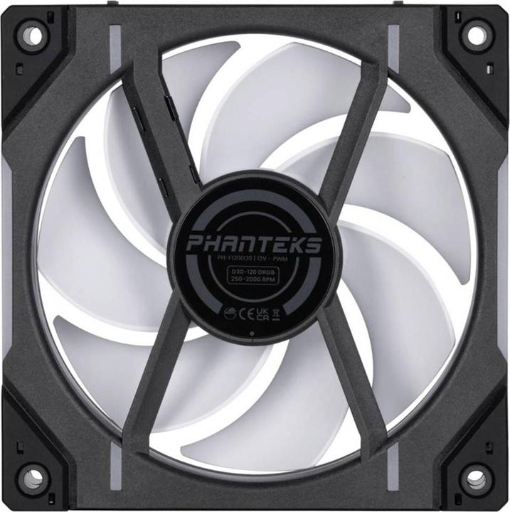 Actual product image Phanteks D30 PWM Regular Airflow D-RGB Fan, 3-pack - 120mm, black (120 mm, 3 x)