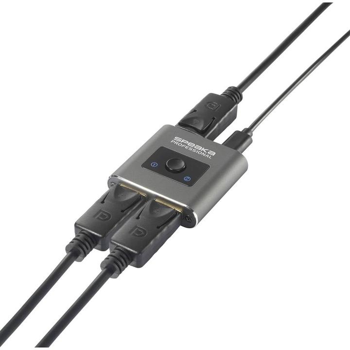 Actual product image SpeaKa Professional SP-BDS-250 2 port DisplayPort switch UHD 8K @ 60 Hz, UHD 4K